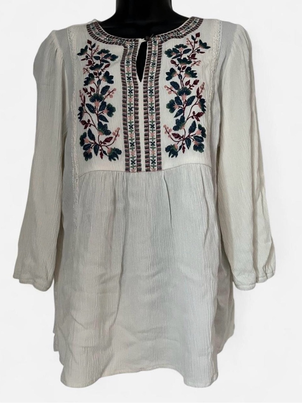 Westbound Cream Top Floral Embroidery Sz Sm